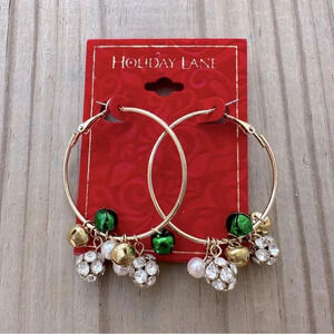 Huggies Christmas Gold-Tone Holiday Multi-Charm Hoop Earrings